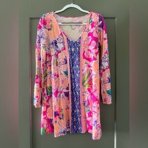 Lilly Pulitzer Floral Long Sleeve Shift Dress – Medium